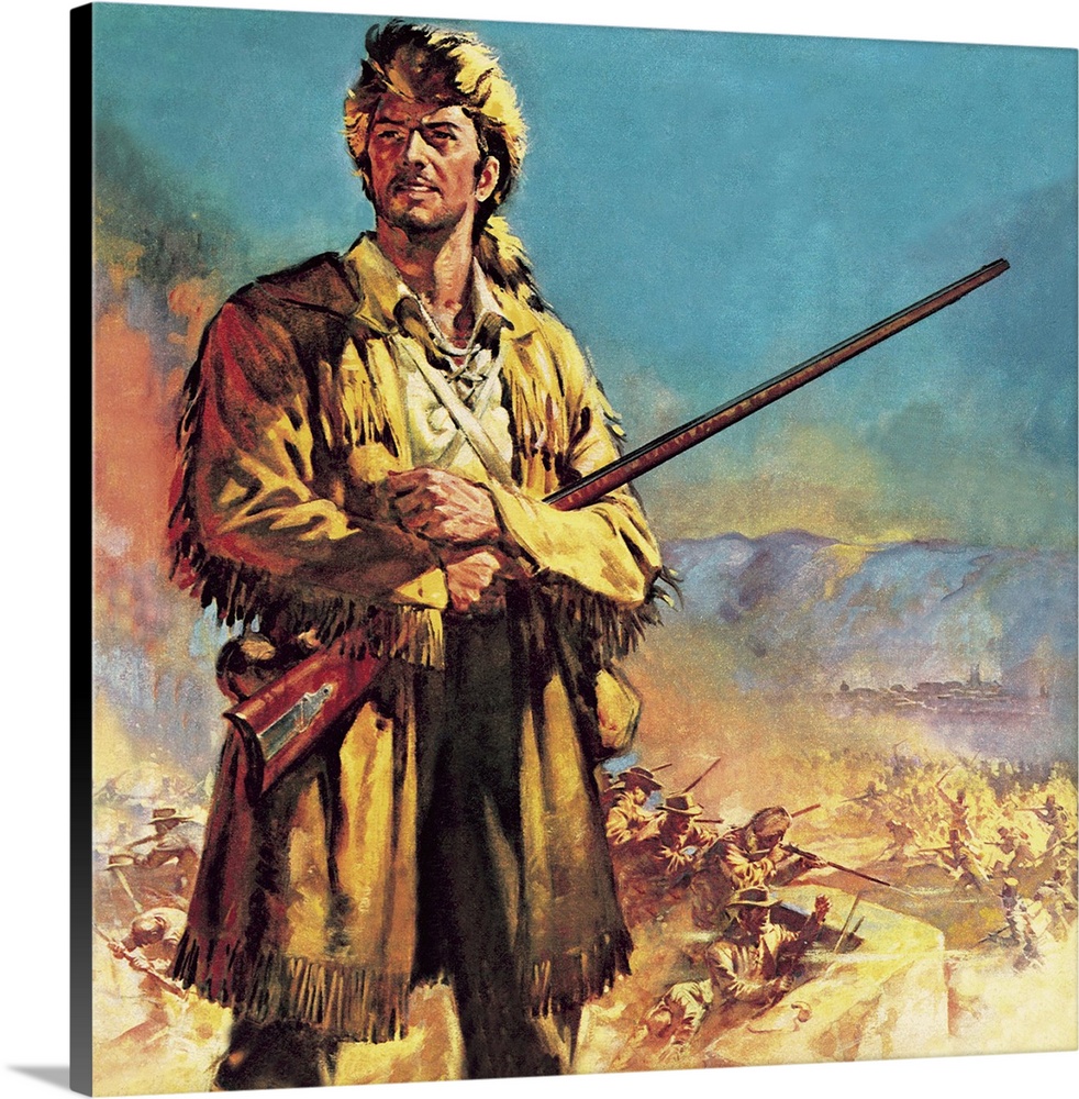 Crockett:　Prints,　Great　Big　Prints,　Davy　Canvas　the　Wall　Hero　Peels　of　Art,　Alamo　Wall　Framed　Canvas