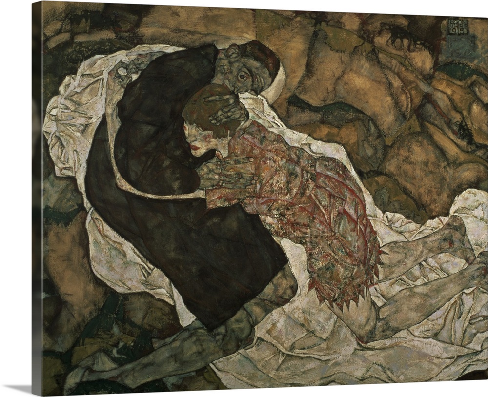 XAM68619 Death and the maiden (Mann und madchen), 1915; by Schiele, Egon (1890-1918); oil on canvas; Osterreichische Galer...