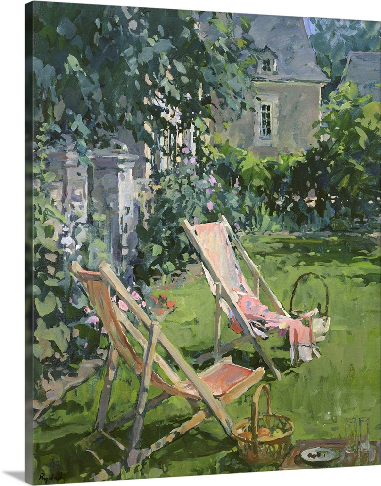 Deck Chairs at Coudray, 1998, oil on canvas.  By Susan Ryder.