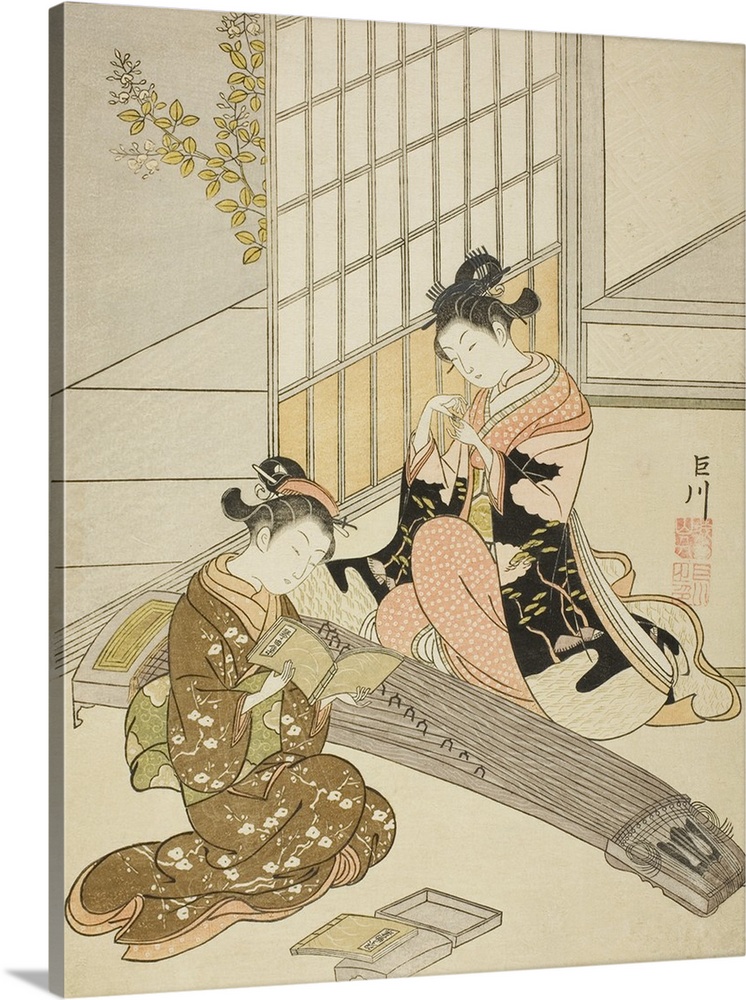 Descending Geese of the Koto Bridges, Kotoji no rakugan, from the series Eight Views of the Parlor, Zashiki hakkei, c.1766...