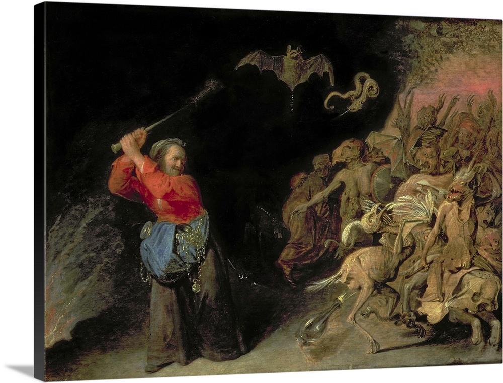 XAM76994 Dulle Griet (Mad Meg) raiding Hell (oil on panel)  by Ryckaert, David III (1612-61); 47.5x63 cm; Kunsthistorische...