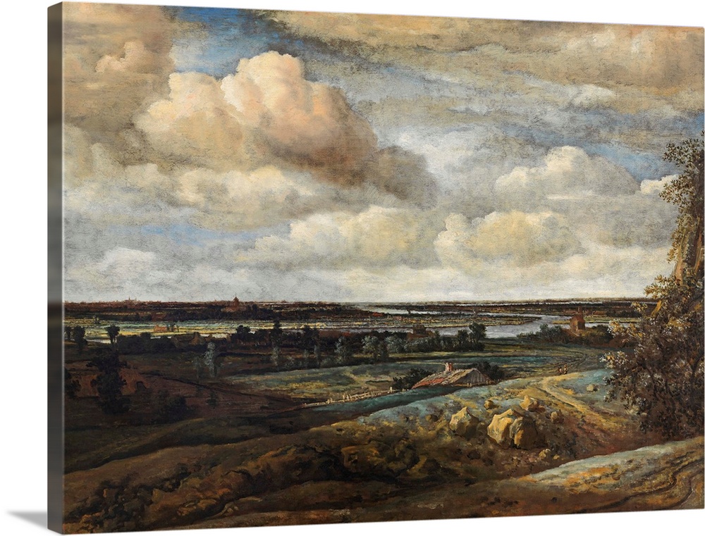 Dutch Panorama Landscape with a River, 1654, oil on canvas.  By Phillips de Koninck (1619-88).