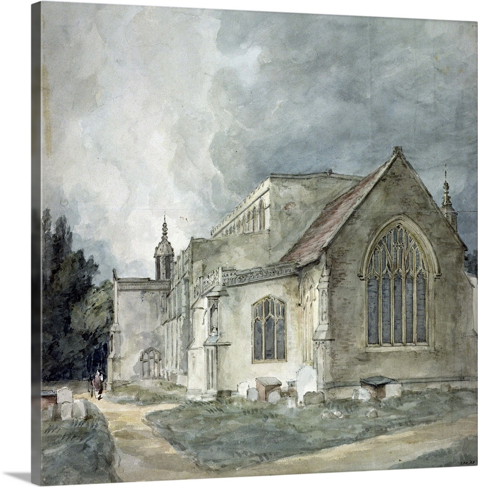 BAL22414 East Bergholt Church, c.1805-11 (watercolour)  by Constable, John (1776-1837); Victoria & Albert Museum, London, ...