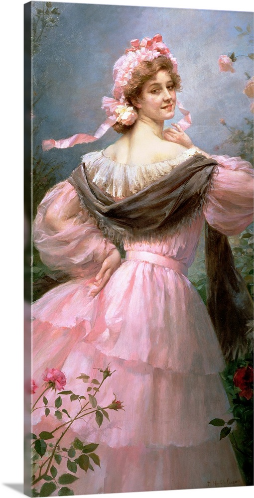 Elegant woman in a rose garden