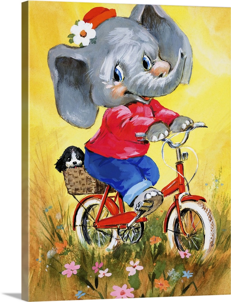 Elephant on a bicycle.