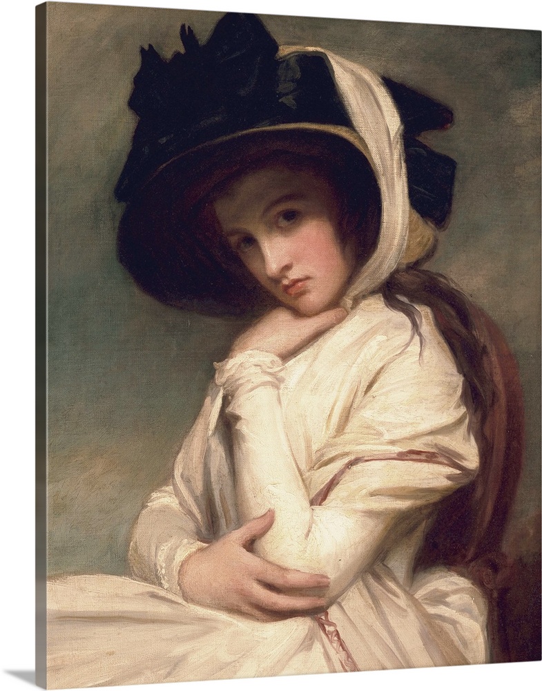 HEH416343 Emma Hart, later Lady Hamilton, in a straw hat, c.1782-94 (oil on canvas)  by Romney, George (1734-1802); 76.2x6...