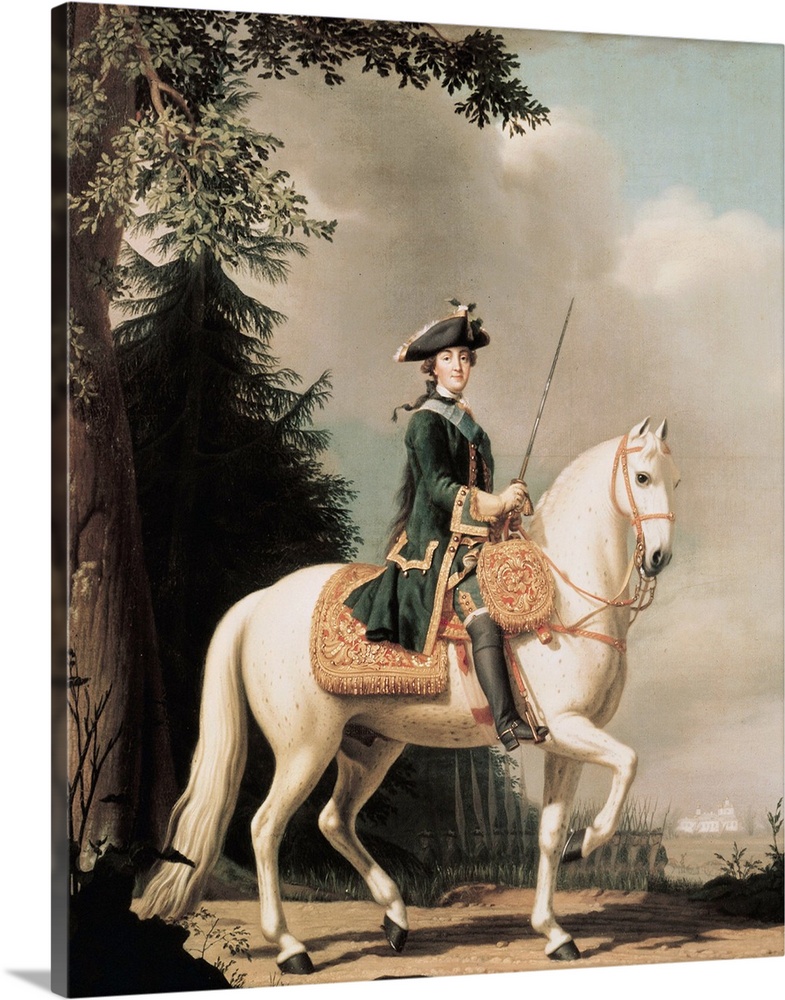 XIR63975 Equestrian Portrait of Catherine II (1729-96) the Great of Russia (oil on canvas); by Erichsen, Vigilius (1722-82...