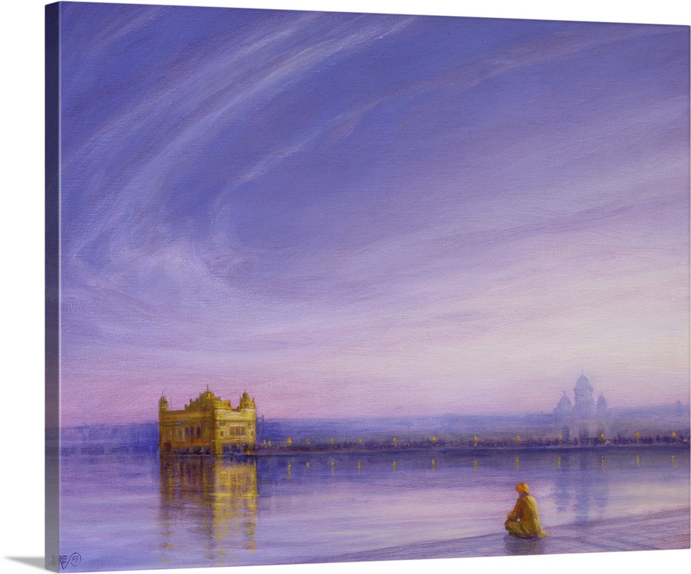 DKH269857 Evening at the Golden Temple, Amritsar (oil on canvas) by Hare, Derek (b.1945); 66x50.8 cm; Private Collection; ...