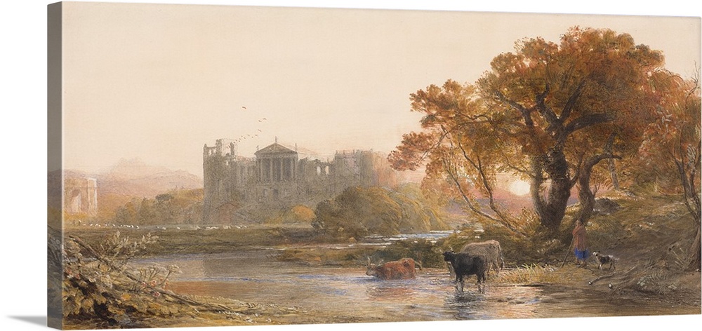 Evening in Italy, the Deserted Villa, 1845, watercolor, with traces of shell gold, over graphite on cream wove paper, peri...