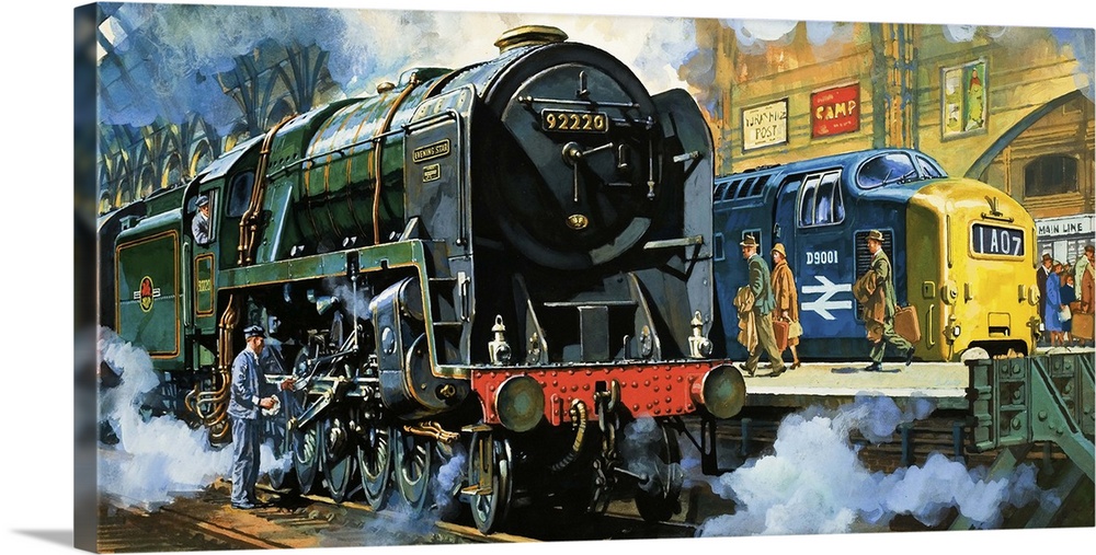 Britain's Railway Wonders: A Sad Farewell to Steam. Original artwork from Look and Learn no. 975 (15 November 1980).
