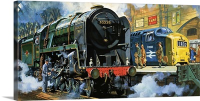 Evening Star, the last steam locomotive and the new diesel-electric Deltic