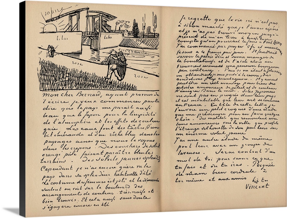 Fascimile of a letter from Vincent Van Gogh to Emile Bernard on the 18th March 1888, from the book 'Vincent van Gogh by Ju...