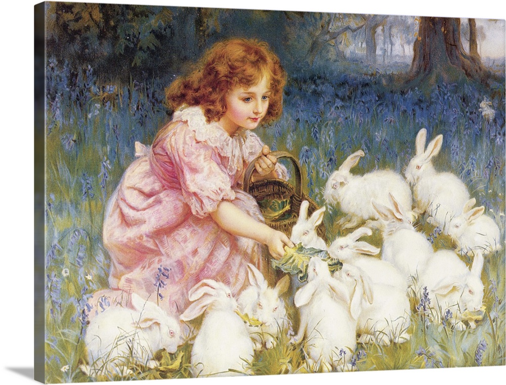 BAL9297 Feeding the Rabbits  by Morgan, Frederick (1856-1927); Private Collection; English, out of copyright