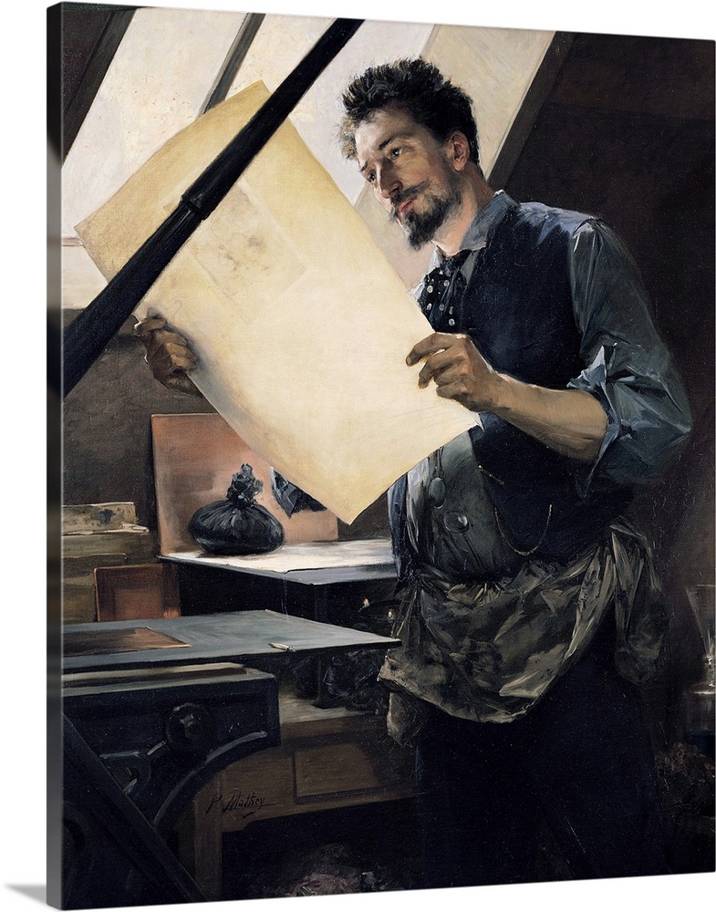 XIR75753 Felicien Rops (1833-98) in his studio (oil on canvas)  by Mathey, Paul (1844-1929); 145x116 cm; Chateau de Versai...
