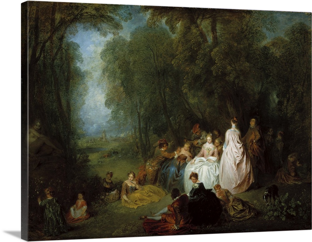 Fete champetre, Pastoral Gathering, 1718-21, oil on panel.