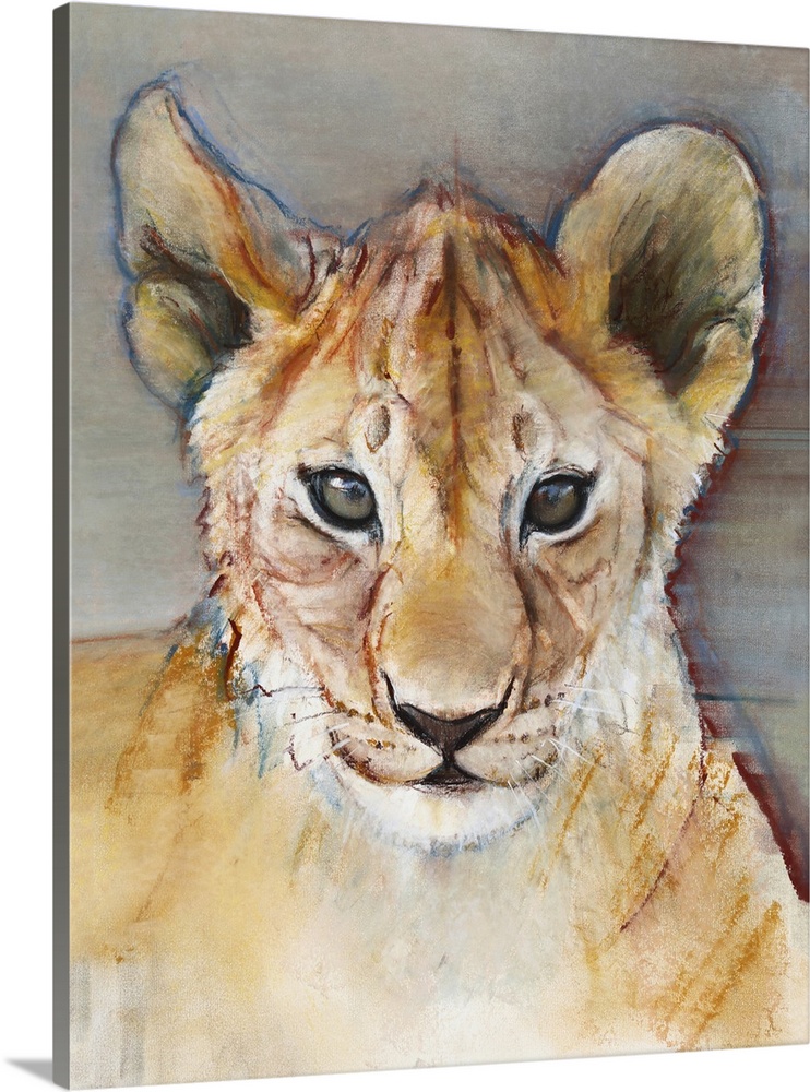 Fierce cub, Masai Mara, 2019. Originally conte and pastel on paper.