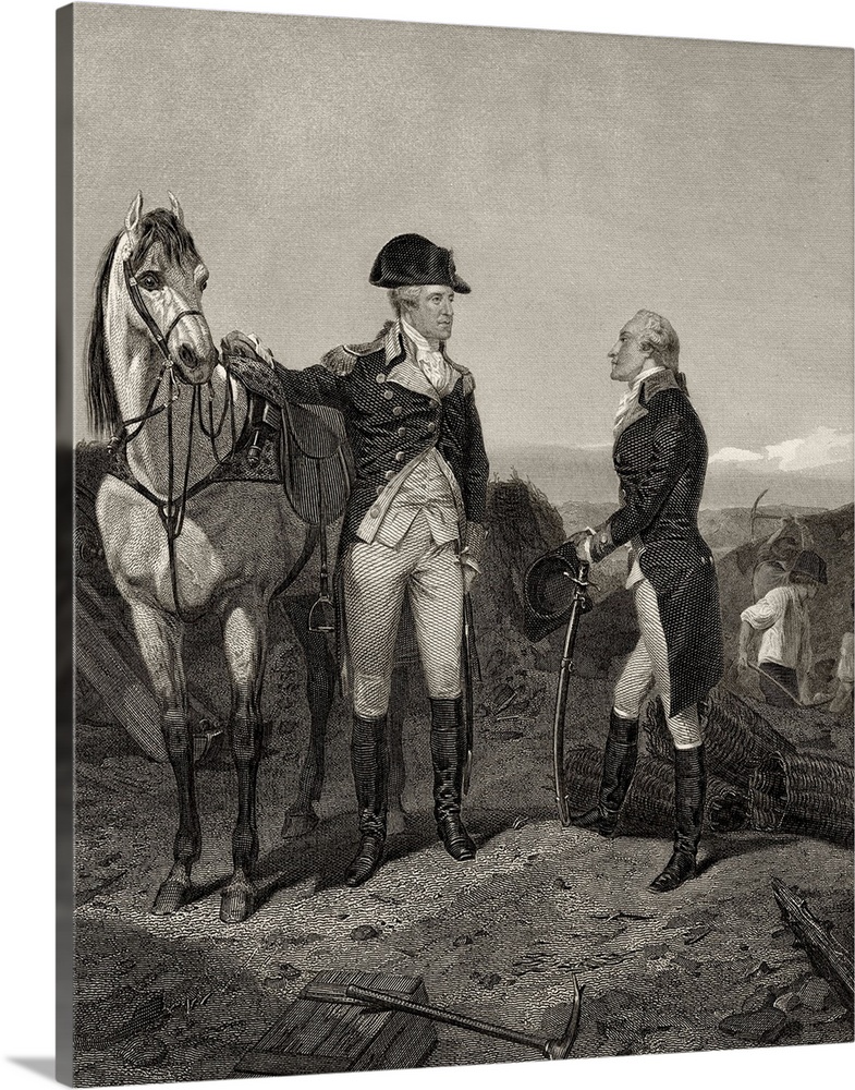 First meeting of George Washington (1732-1799) with Alexander Hamilton (1755-1804), from "Life and Times of Washington," V...