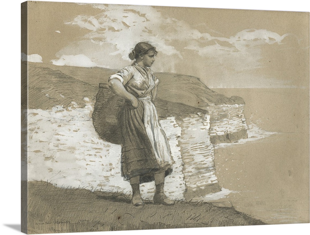 Flamborough Head, England, 1882, graphite and opaque white watercolor on medium thick, slightly textured, tan laid paper w...