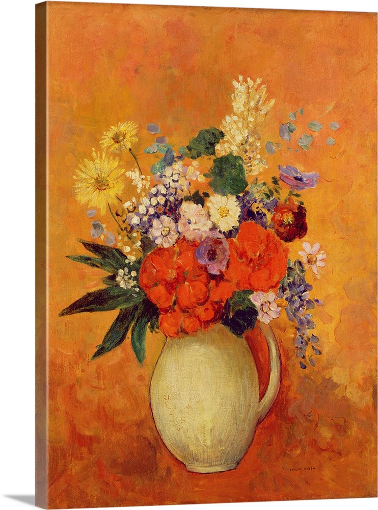 Flowers, 1910, oil on canvas.  By Odilon Redon (1840-1916).