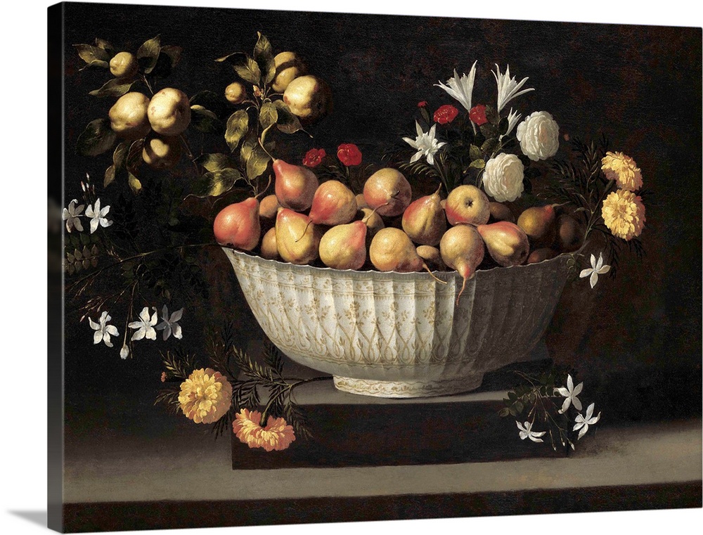 Flowers and Fruit in a China Bowl, c.1645, oil on canvas.