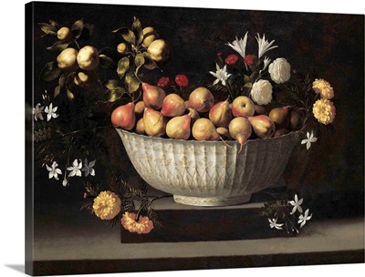 Flowers and Fruit in a China Bowl, c.1645