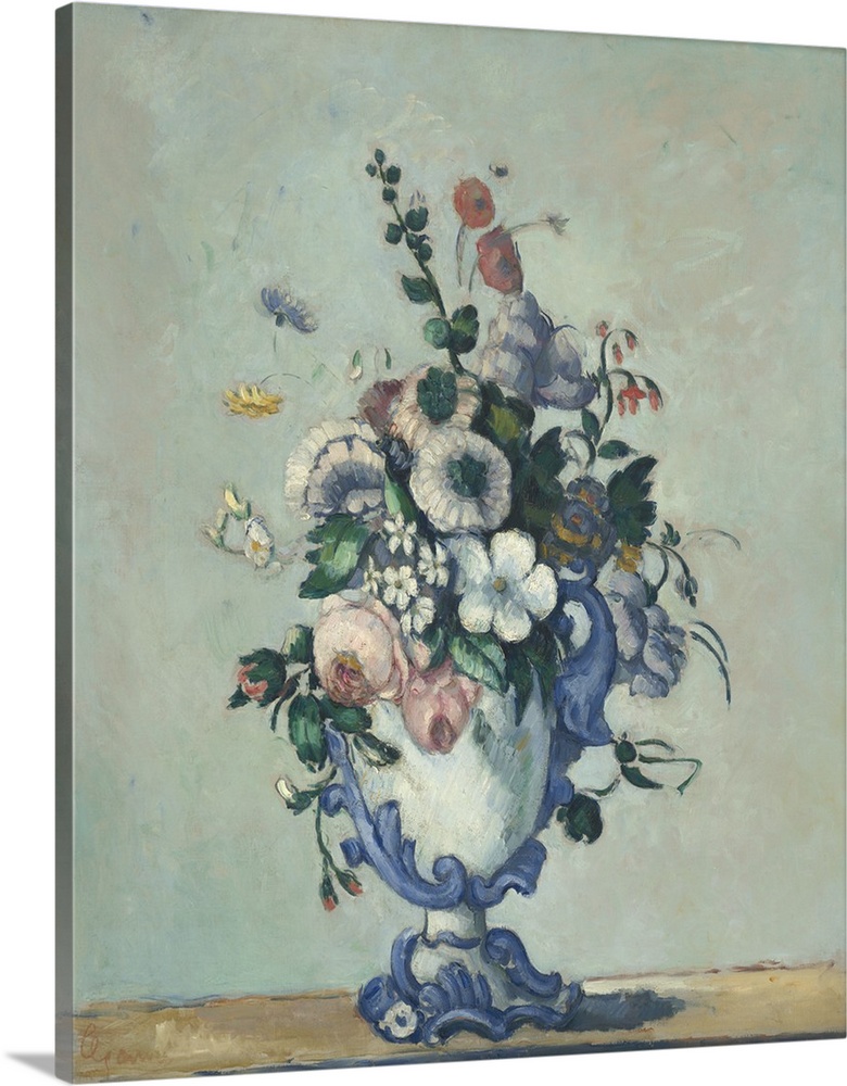 Flowers in a Rococo Vase, c. 1876, oil on canvas.  By Paul Cezanne (1839-1906).