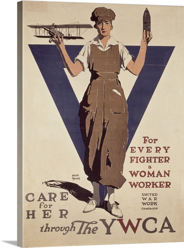 XTD75419 "For Every Fighter a Woman Worker", 1st World War YWCA propaganda poster  by Treidler, Adolph (1846-1905) (after)...