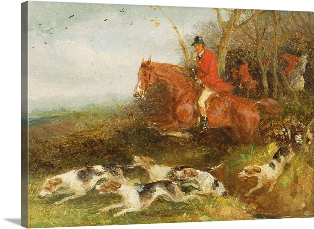 XYC158519 Foxhunting: Breaking Cover (oil on millboard) by Shayer, William Joseph (1811-92)