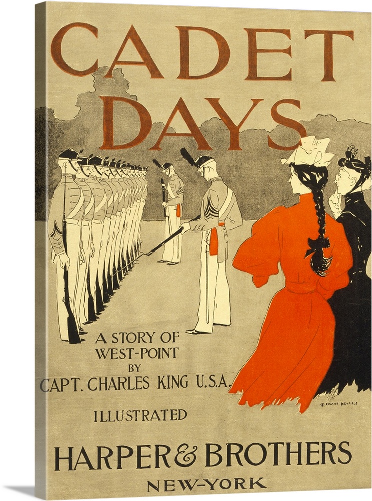 Front Cover for Cadet Days, by Capt. Charles King U. S. A. , pub. New York, 1894, colour lithograph.  By Edward Penfield (...