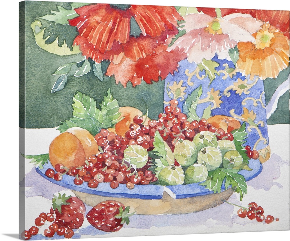 Contemporary artwork of a plate of grapes.