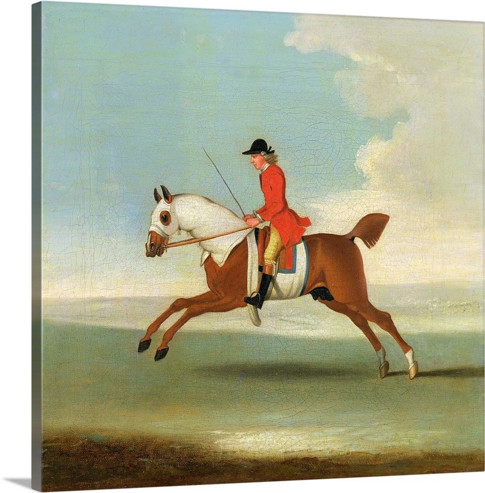 XYC158511 Galloping Racehorse and mounted Jockey in Red (oil on canvas)  by Seymour, James (1702-52) (attr.)