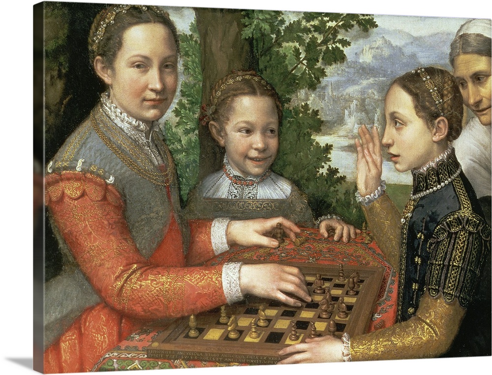 XAM71632 Game of Chess, 1555  by Anguissola, Sofonisba (c.1532-1625); oil on canvas; 72x97 cm; Museum Narodowe, Poznan, Po...