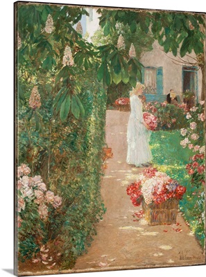 Gathering Flowers In A French Garden