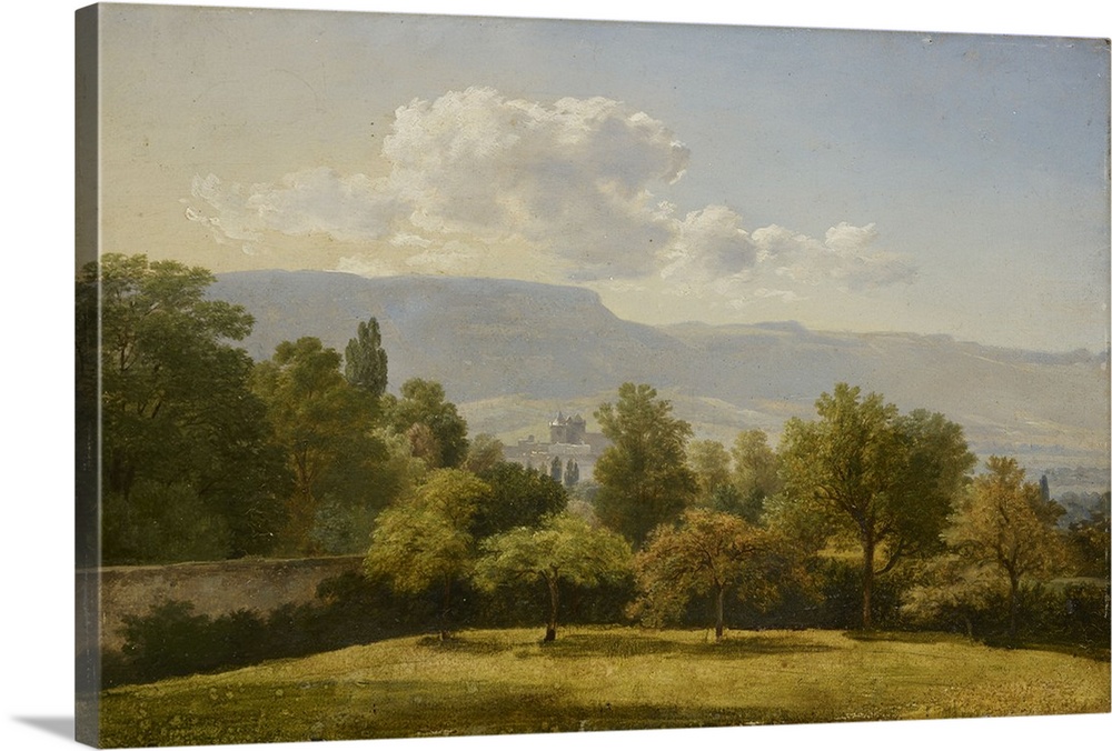 Geneva and Mont Saleve seen from near Petit-Saconnex, oil on paper.  By Adam Topffer (1766-1847).