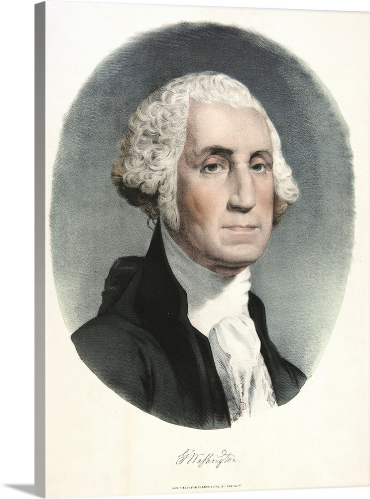 George Washington (originally colour lithograph) by Currier, N. (1813-88) and Ives, J.M. (1824-95)