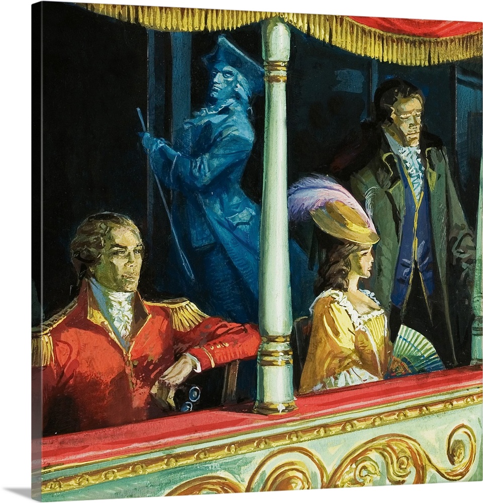 Ghost at the Theatre. Original artwork for illustration in Look and Learn.