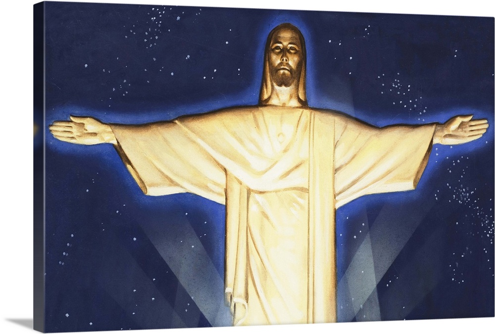Giant Figure of Christ. 2,300 feet above Rio de Janeiro this giant figure in concrete tops a mountain overlooking the city...