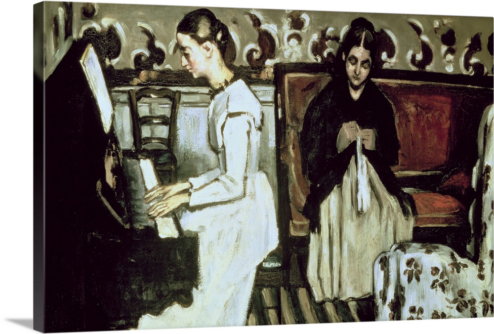 BAL66754 Girl at the Piano (Overture to Tannhauser), 1868-69 (oil on canvas)  by Cezanne, Paul (1839-1906); 57x92 cm; Herm...
