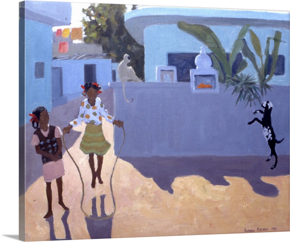 Girl Skipping, Monkey And Goat, India, 1995