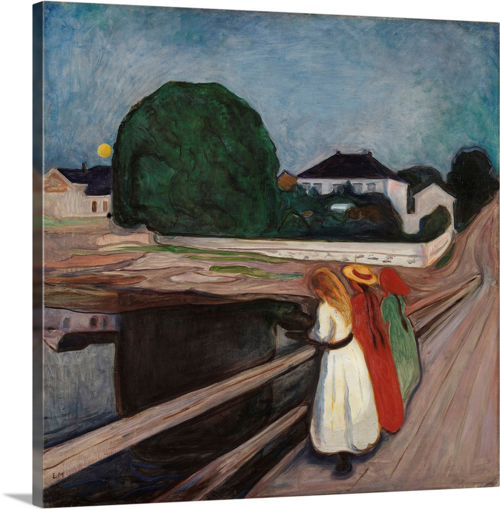 Girls on the Pier, c.1901 (originally oil on canvas) by Munch, Edvard (1863-1944)