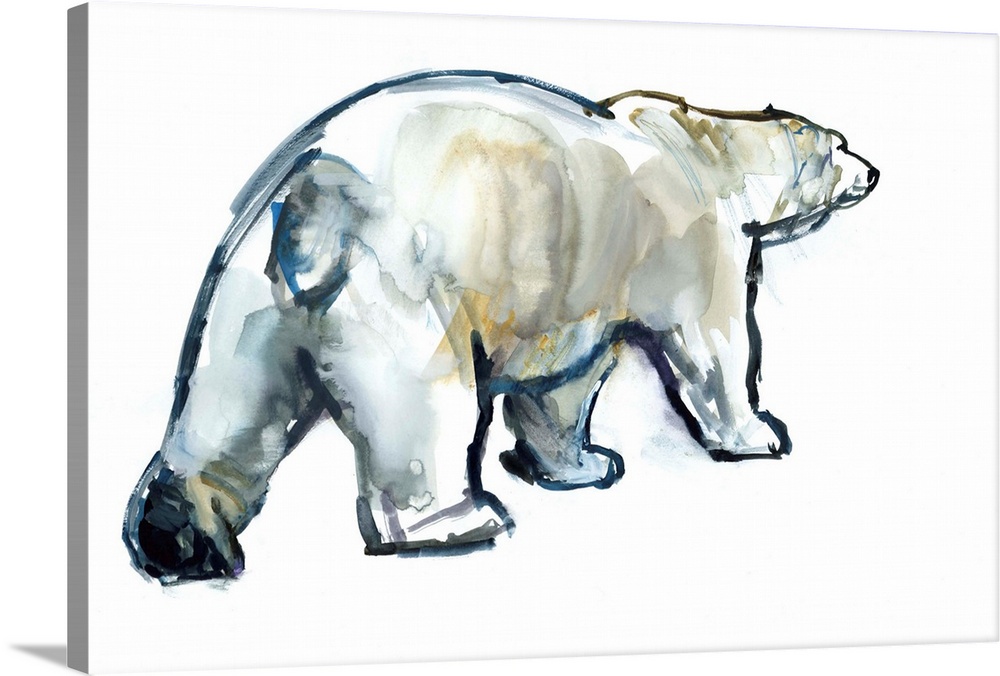 Contemporary artwork of a polar bear against a white background.