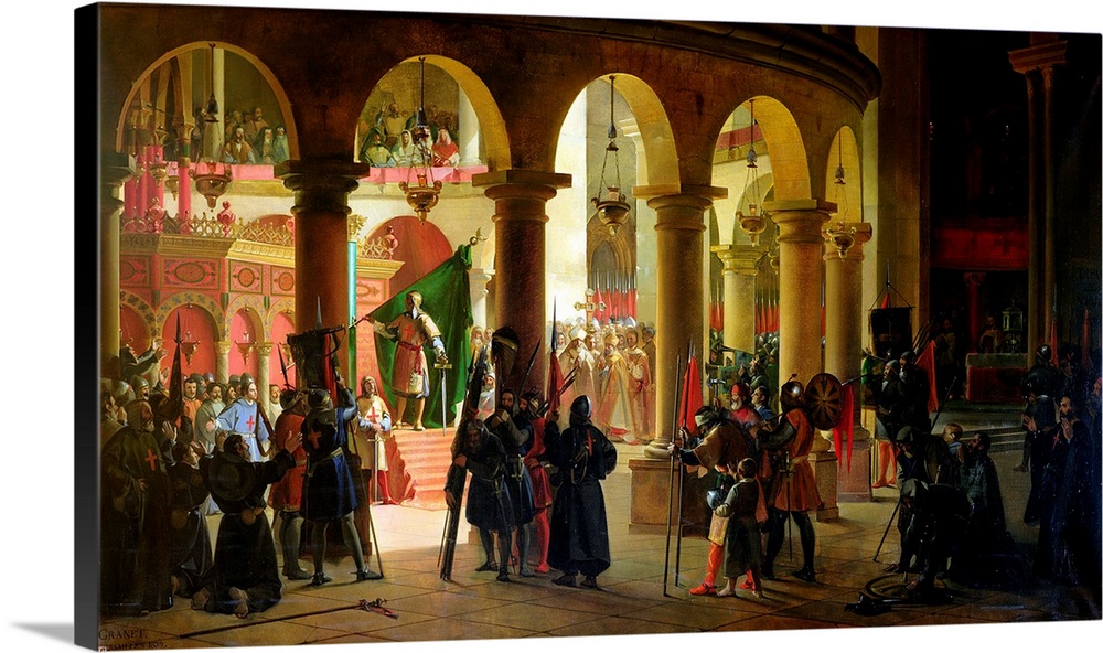 Godfrey of Bouillon (c.1060-1100) Depositing the Trophies of Askalon in the Holy Sepulchre Church, August 1099, 1839 (oil ...