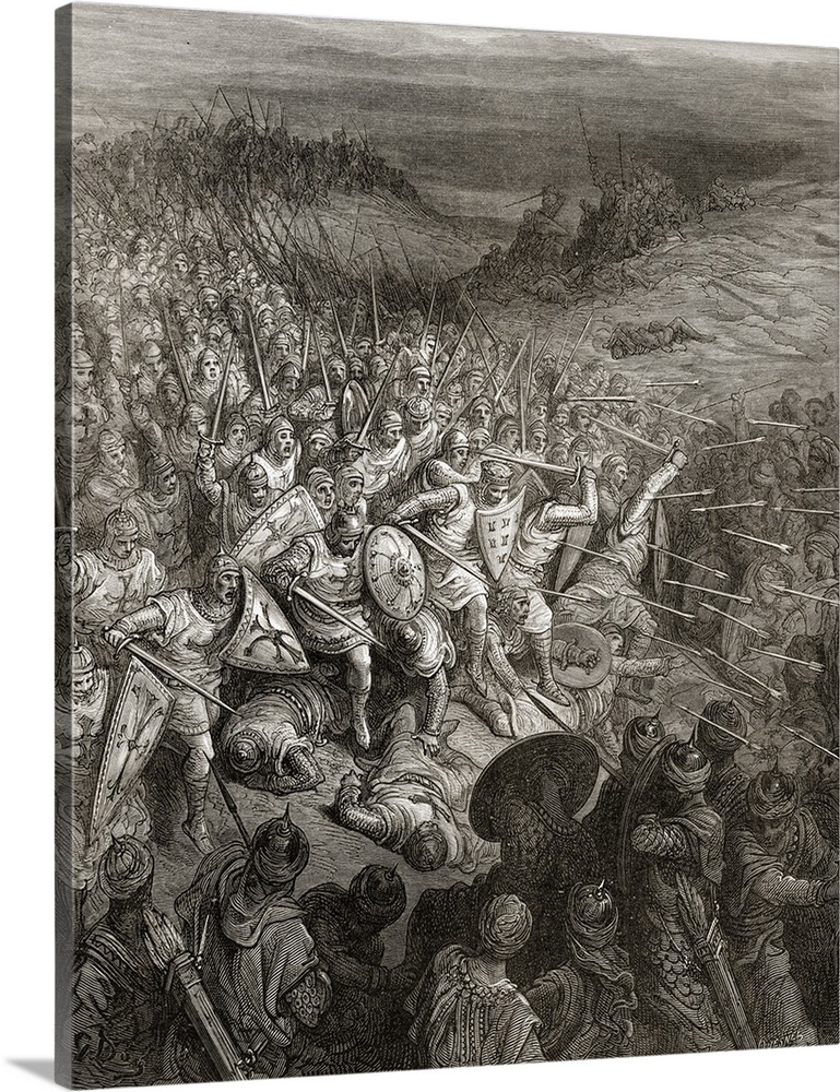 Godfrey's soldiers drive through the Muslim army during the first crusade,1096.
