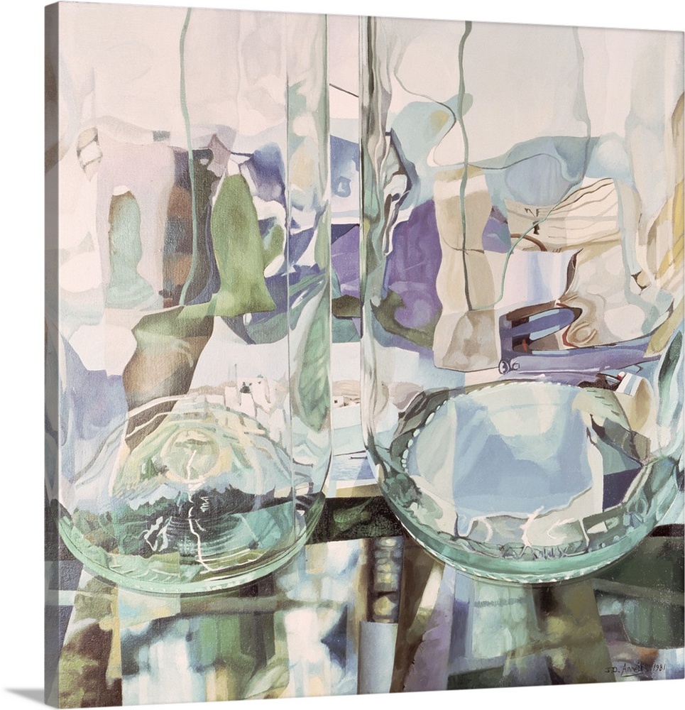 Contemporary still life of glass jars.