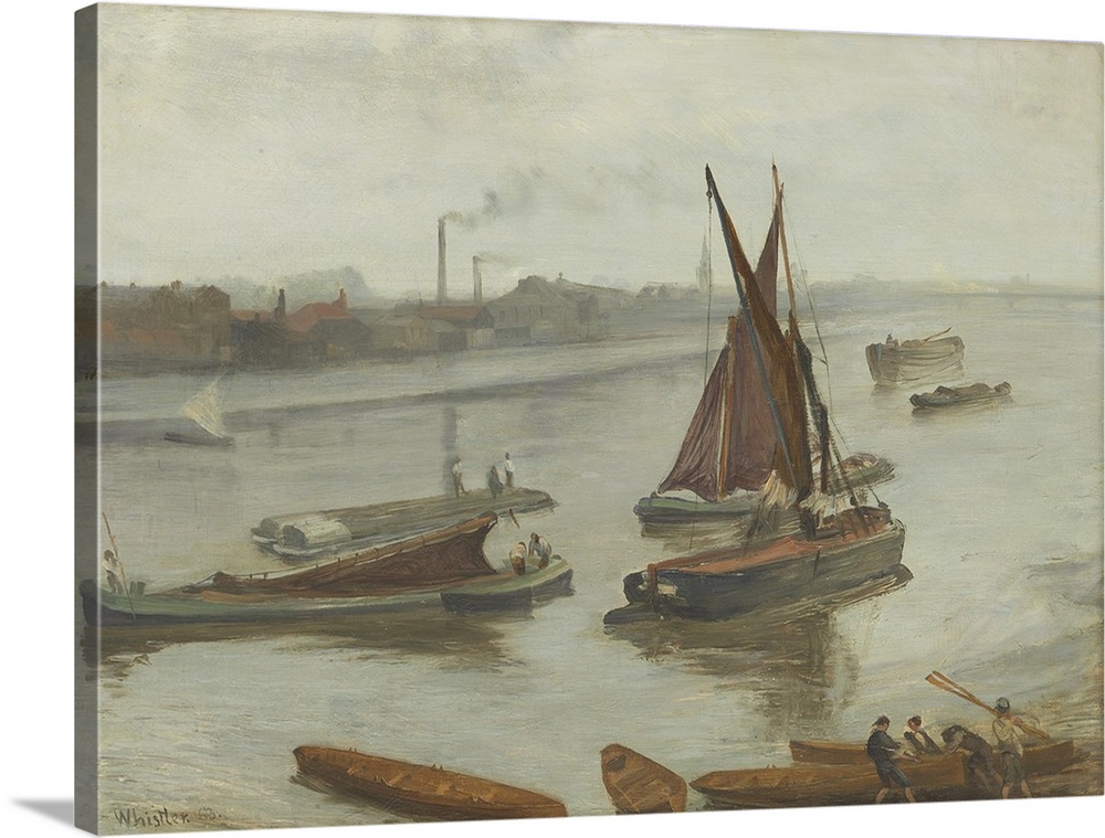Grey and Silver: Old Battersea Reach, 1863, oil on canvas.