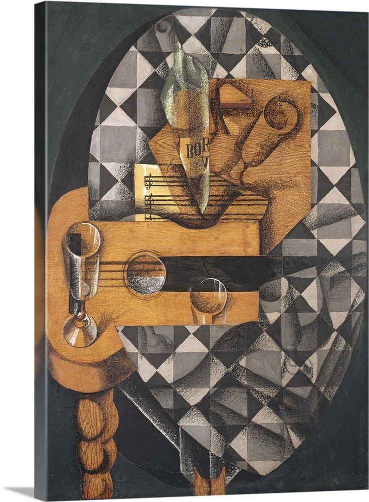 Guitar, Bottle, and Glass, 1914