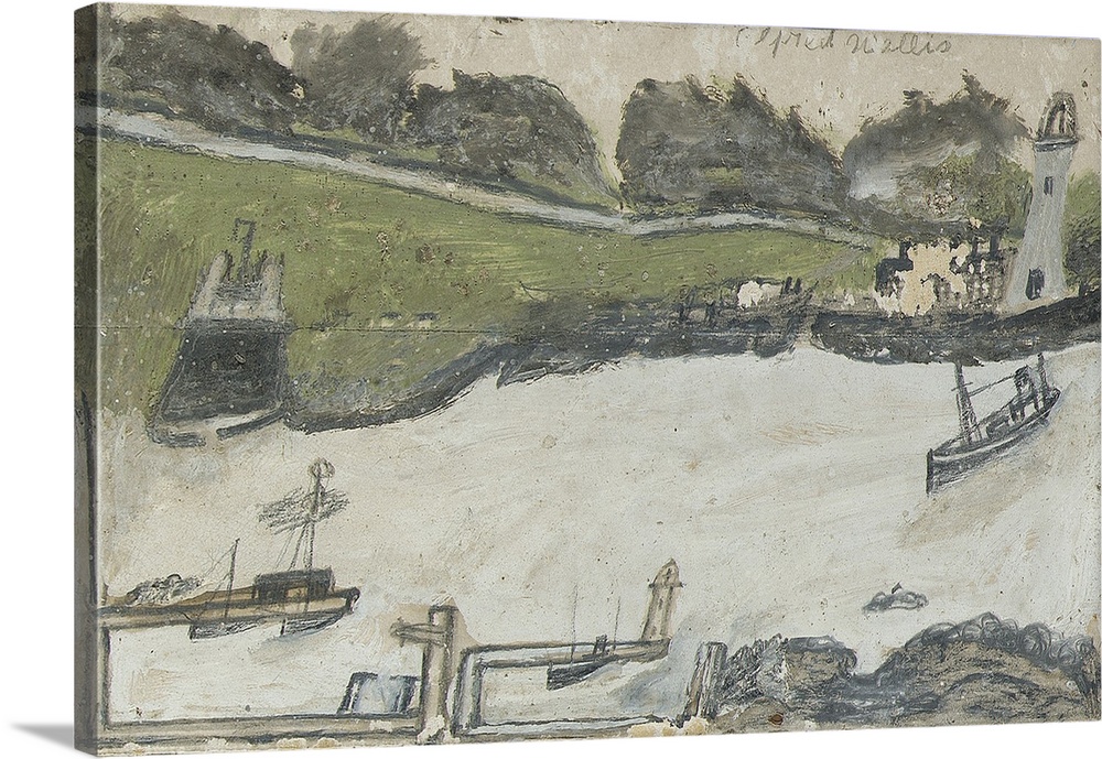 Originally pencil and oil on card. Wallis, Alfred (1855-1942).