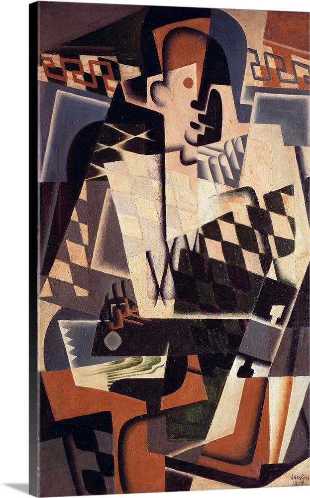 XIR227223 Harlequin with a Guitar, 1917 (oil on canvas)  by Gris, Juan (1887-1927); 100x65 cm; Private Collection; Giraudo...