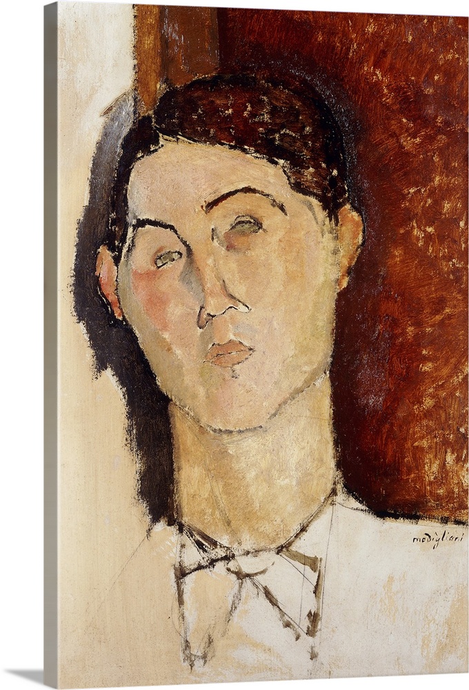 CH828282 Head of a Young Man; Tete de Jeune Homme, c.1916 (oil and pencil on board) by Modigliani, Amedeo (1884-1920); 55....