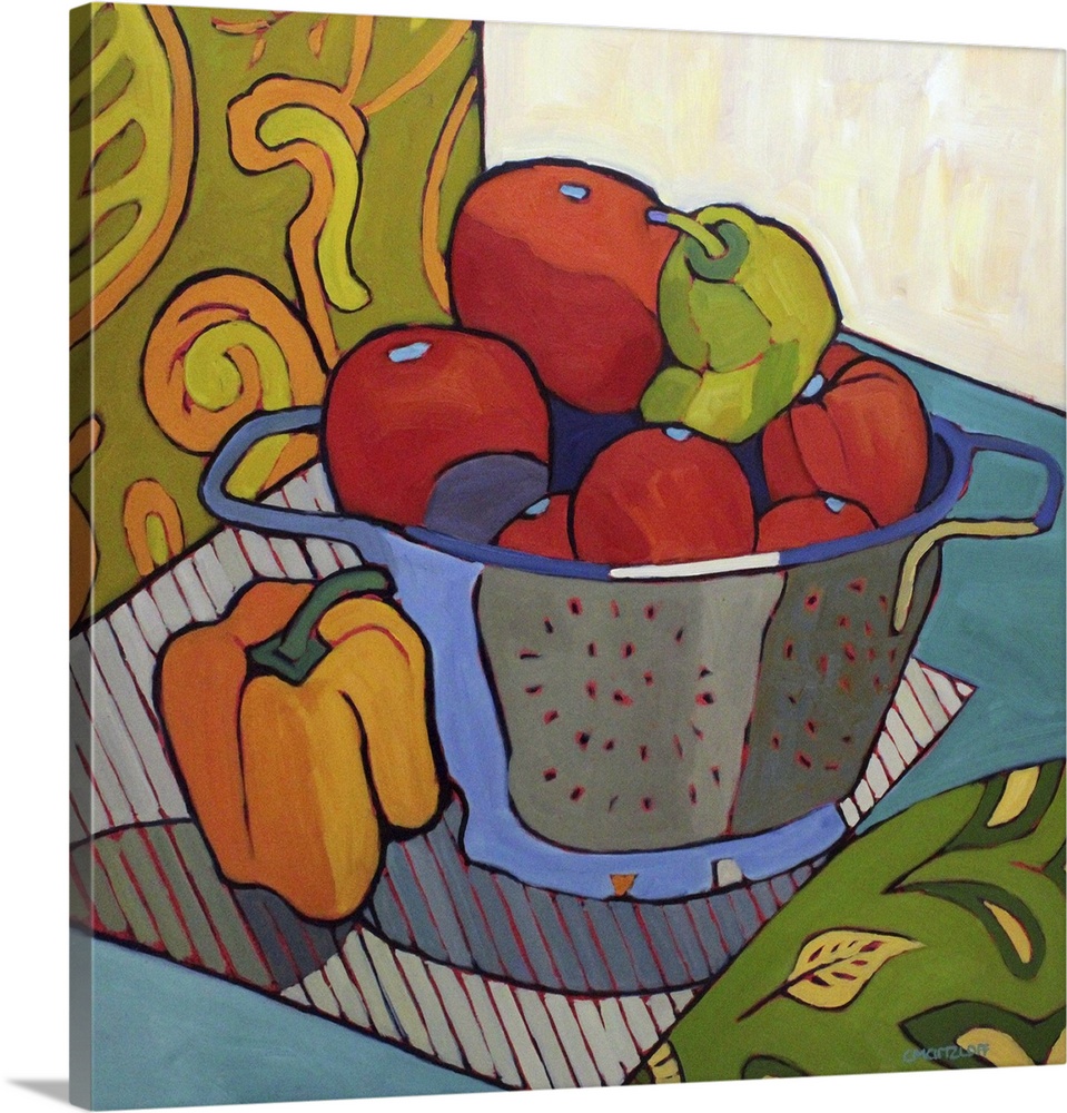 Hearty vegetable mosaic ii, 2023. (Originally oil on panel.)